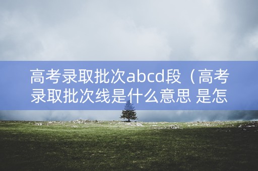 高考录取批次abcd段（高考录取批次线是什么意思 是怎样划定的）