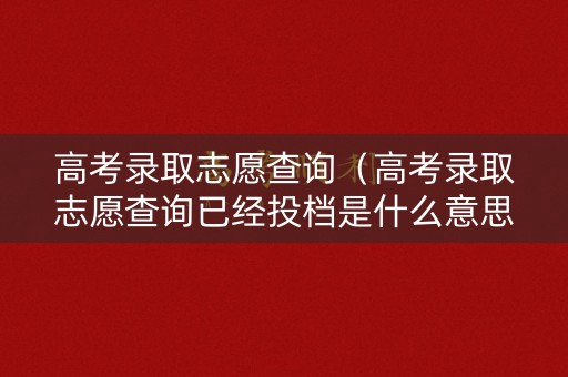 高考录取志愿查询（高考录取志愿查询已经投档是什么意思?）