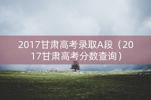 2017甘肃高考录取A段（2017甘肃高考分数查询）