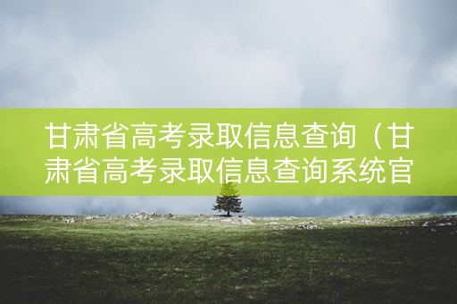 甘肃省高考录取信息查询（甘肃省高考录取信息查询系统官网）