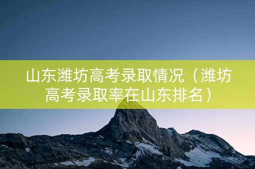 山东潍坊高考录取情况（潍坊高考录取率在山东排名）
