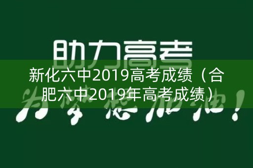 新化六中2019高考成绩（合肥六中2019年高考成绩）