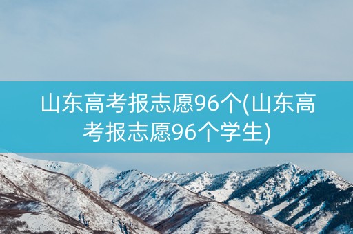 山东高考报志愿96个(山东高考报志愿96个学生)