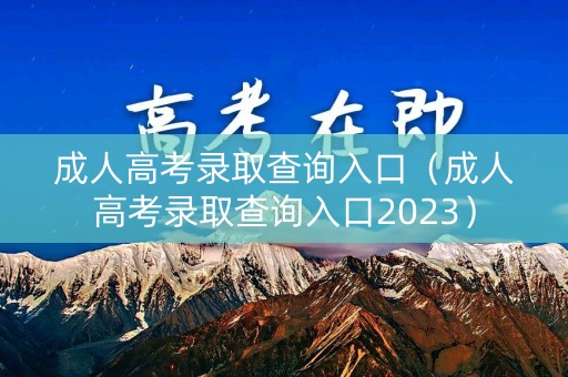 成人高考录取查询入口（成人高考录取查询入口2023）