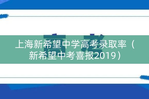 上海新希望中学高考录取率（新希望中考喜报2019）