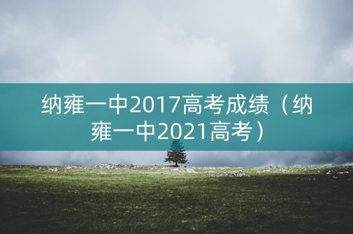 纳雍一中2017高考成绩（纳雍一中2021高考）