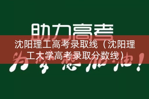 沈阳理工高考录取线（沈阳理工大学高考录取分数线）
