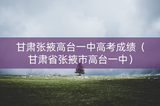 甘肃张掖高台一中高考成绩（甘肃省张掖市高台一中）