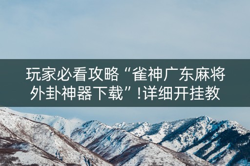 玩家必看攻略“雀神广东麻将外卦神器下载”!详细开挂教程-知乎