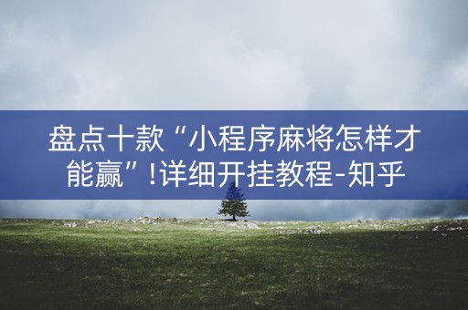 盘点十款“小程序麻将怎样才能赢”!详细开挂教程-知乎
