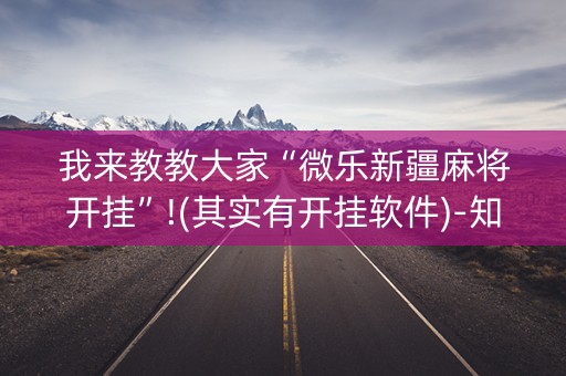 我来教教大家“微乐新疆麻将开挂”!(其实有开挂软件)-知乎