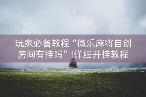 玩家必备教程“微乐麻将自创房间有挂吗”!详细开挂教程-知乎