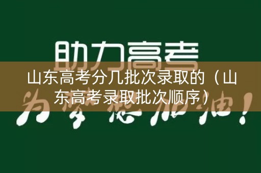 山东高考分几批次录取的（山东高考录取批次顺序）