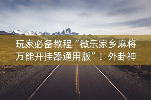 玩家必备教程“微乐家乡麻将万能开挂器通用版”！外卦神器下载安装（确实真的有挂)-知乎