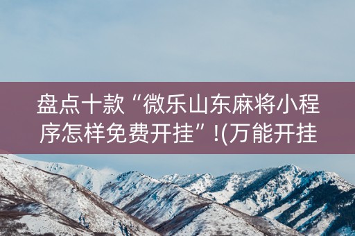 盘点十款“微乐山东麻将小程序怎样免费开挂”!(万能开挂器)-知乎