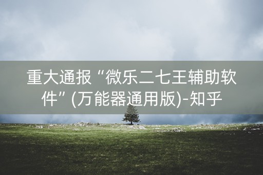 重大通报“微乐二七王辅助软件”(万能器通用版)-知乎