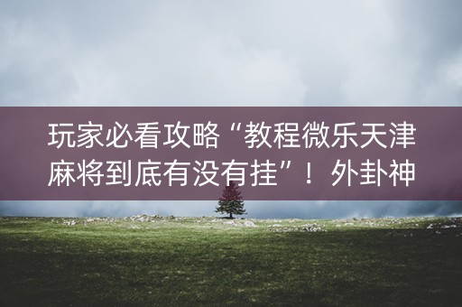 玩家必看攻略“教程微乐天津麻将到底有没有挂”！外卦神器下载安装（确实真的有挂)-知乎