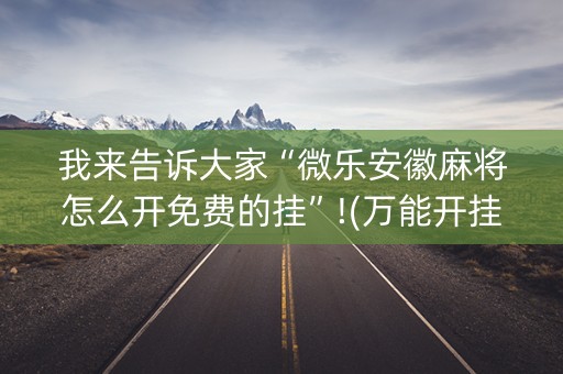 我来告诉大家“微乐安徽麻将怎么开免费的挂”!(万能开挂器)-知乎