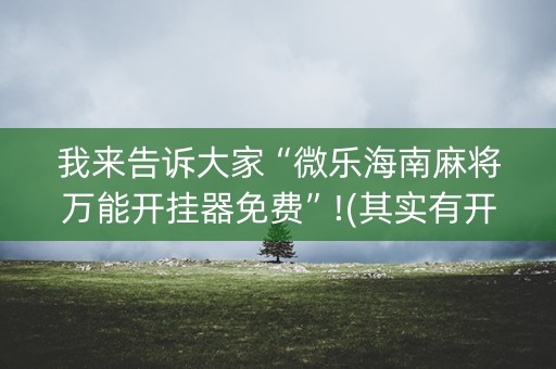 我来告诉大家“微乐海南麻将万能开挂器免费”!(其实有开挂软件)-知乎