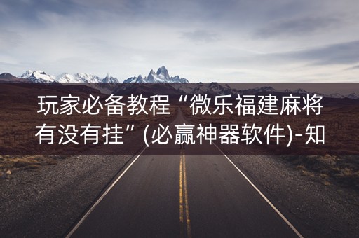 玩家必备教程“微乐福建麻将有没有挂”(必赢神器软件)-知乎