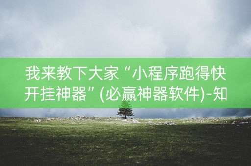 我来教下大家“小程序跑得快开挂神器”(必赢神器软件)-知乎