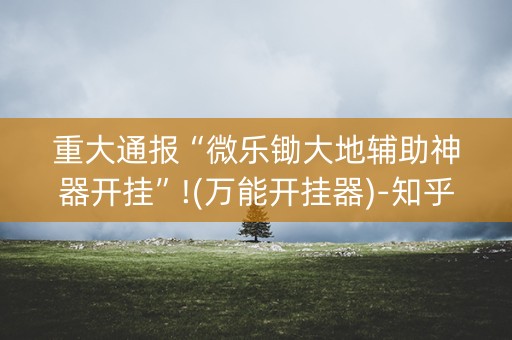 重大通报“微乐锄大地辅助神器开挂”!(万能开挂器)-知乎