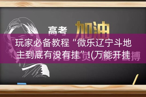 玩家必备教程“微乐辽宁斗地主到底有没有挂”!(万能开挂器)-知乎