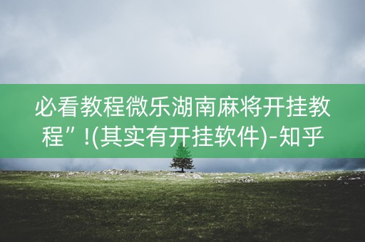 必看教程微乐湖南麻将开挂教程”!(其实有开挂软件)-知乎