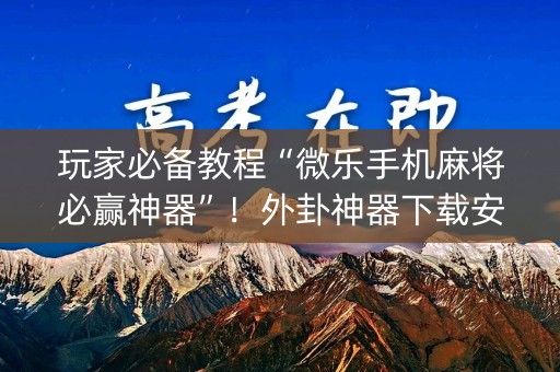 玩家必备教程“微乐手机麻将必赢神器”！外卦神器下载安装（确实真的有挂)-知乎