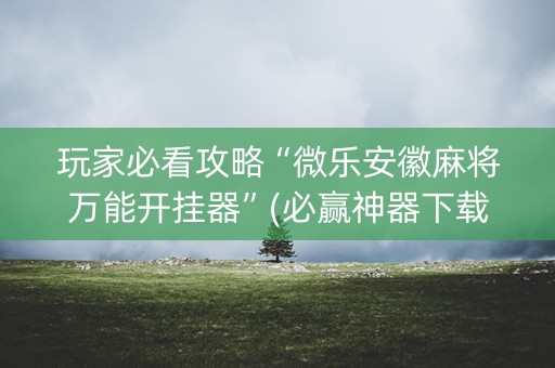 玩家必看攻略“微乐安徽麻将万能开挂器”(必赢神器下载)-知乎