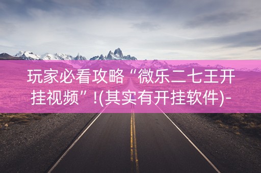 玩家必看攻略“微乐二七王开挂视频”!(其实有开挂软件)-知乎