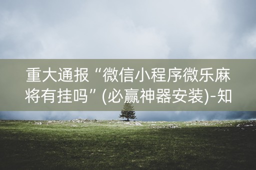 重大通报“微信小程序微乐麻将有挂吗”(必赢神器安装)-知乎