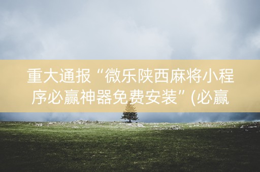 重大通报“微乐陕西麻将小程序必赢神器免费安装”(必赢神器软件)-知乎