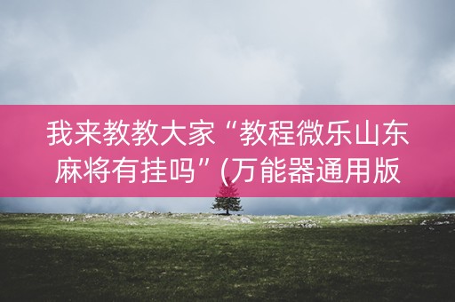 我来教教大家“教程微乐山东麻将有挂吗”(万能器通用版)-知乎