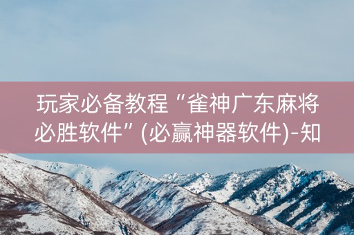 玩家必备教程“雀神广东麻将必胜软件”(必赢神器软件)-知乎
