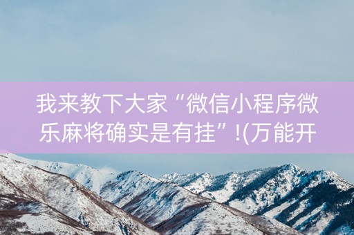 我来教下大家“微信小程序微乐麻将确实是有挂”!(万能开挂器)-知乎