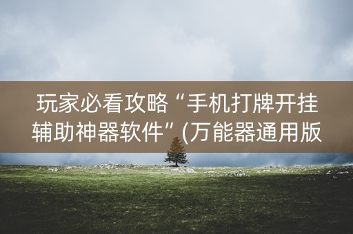 玩家必看攻略“手机打牌开挂辅助神器软件”(万能器通用版)-知乎