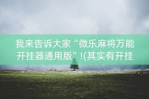 我来告诉大家“微乐麻将万能开挂器通用版”!(其实有开挂软件)-知乎