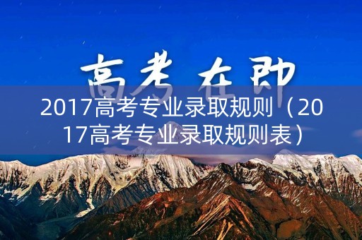 2017高考专业录取规则（2017高考专业录取规则表）