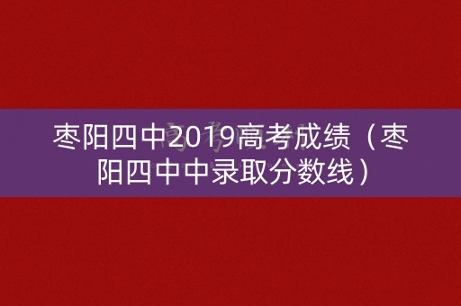 枣阳四中2019高考成绩（枣阳四中中录取分数线）