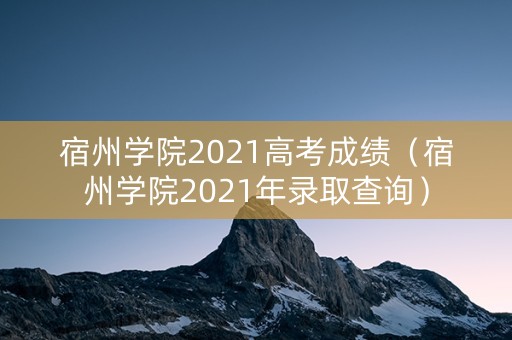 宿州学院2021高考成绩（宿州学院2021年录取查询）