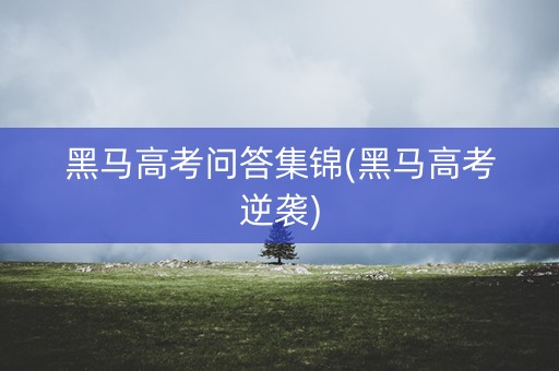 黑马高考问答集锦(黑马高考逆袭)