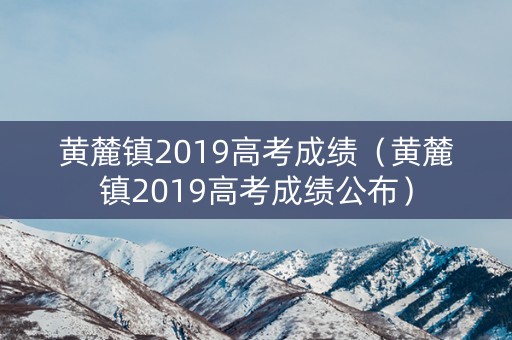 黄麓镇2019高考成绩（黄麓镇2019高考成绩公布）