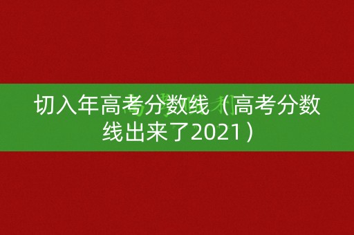 切入年高考分数线（高考分数线出来了2021）