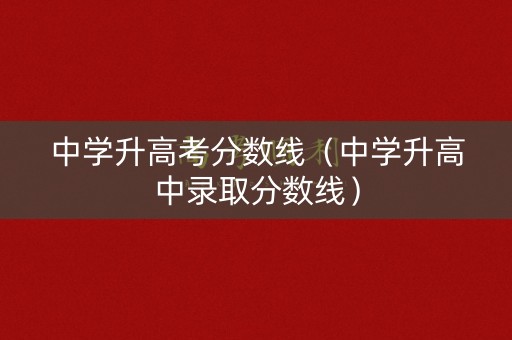 中学升高考分数线（中学升高中录取分数线）