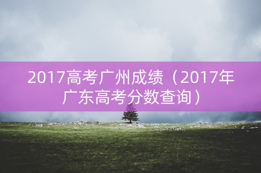 2017高考广州成绩（2017年广东高考分数查询）