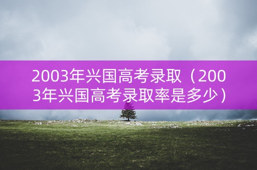 2003年兴国高考录取（2003年兴国高考录取率是多少）