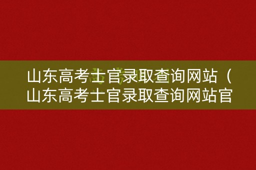 山东高考士官录取查询网站（山东高考士官录取查询网站官网）