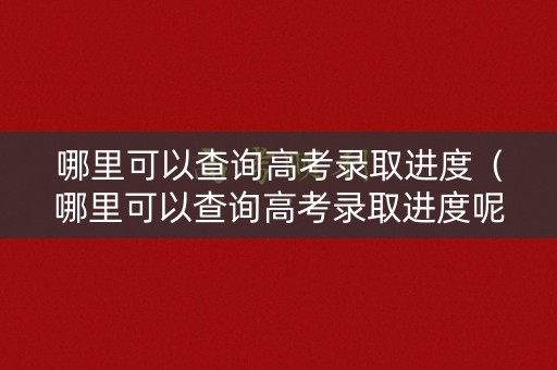 哪里可以查询高考录取进度（哪里可以查询高考录取进度呢）