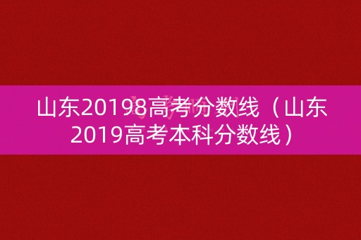山东20198高考分数线（山东2019高考本科分数线）